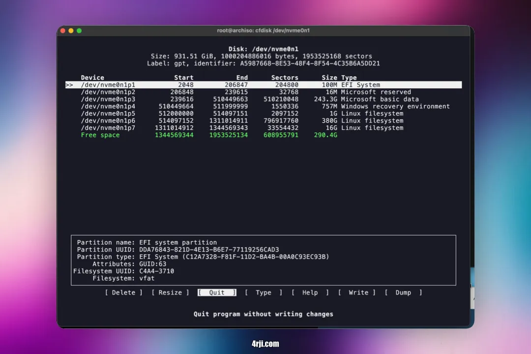 Final Partition Layout