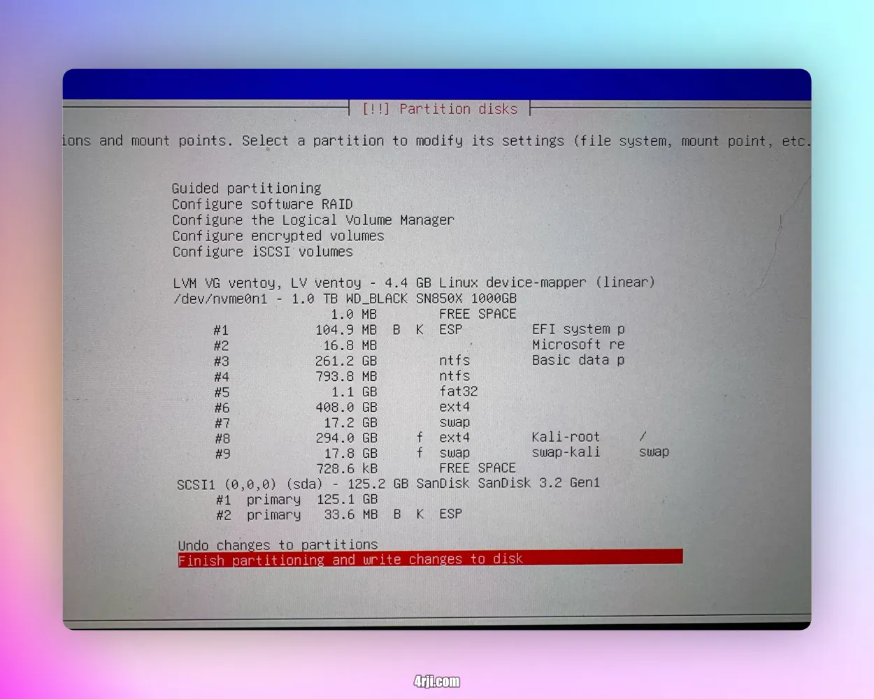 Kali Partition Creation