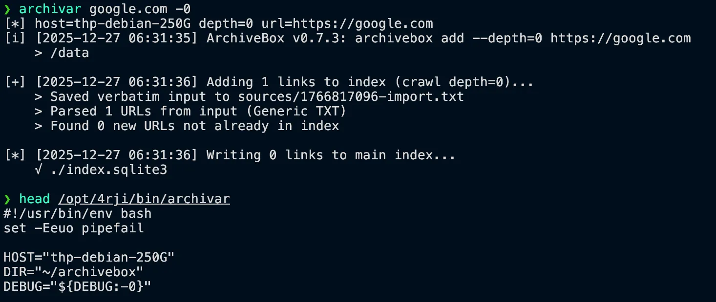 Archivar Script Execution