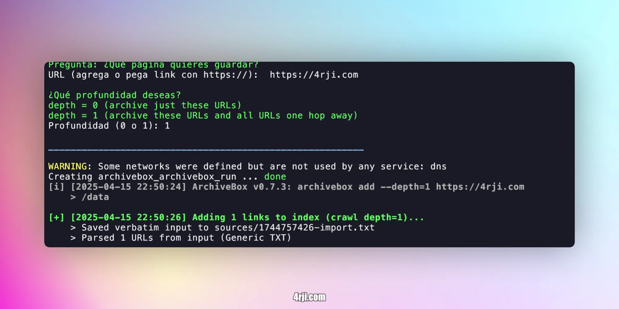 ArchiveBox URL Input