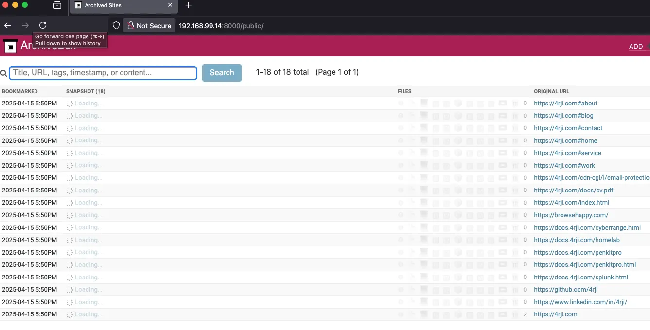 ArchiveBox Download Progress