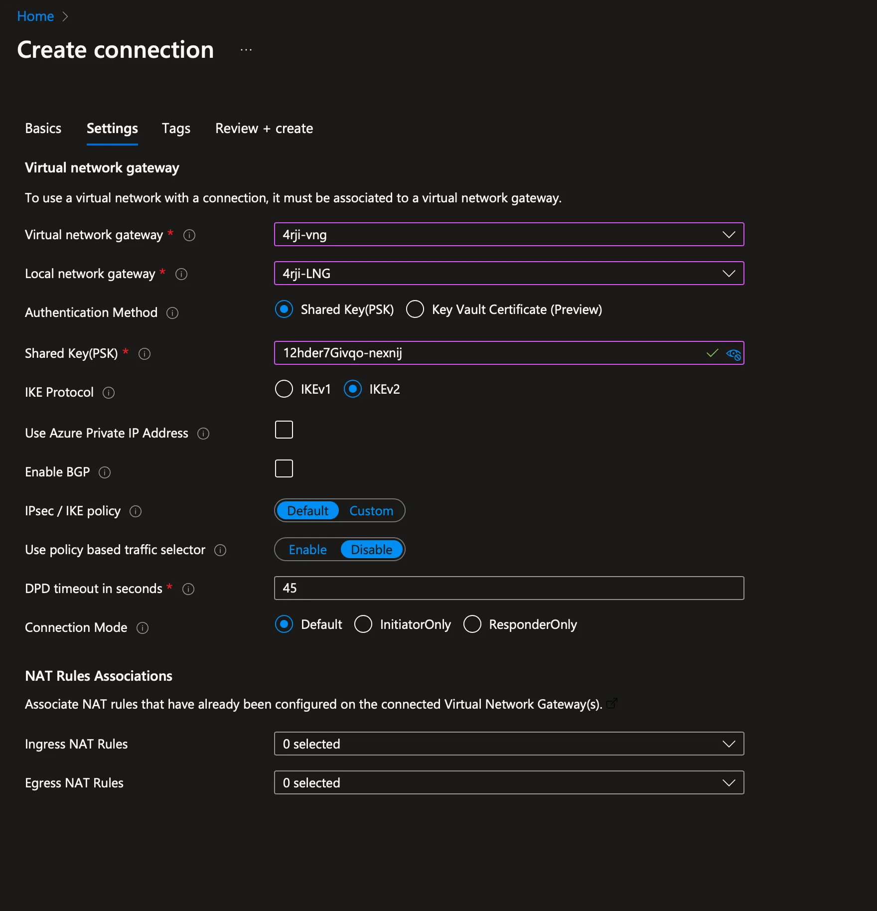 Connection Configuration
