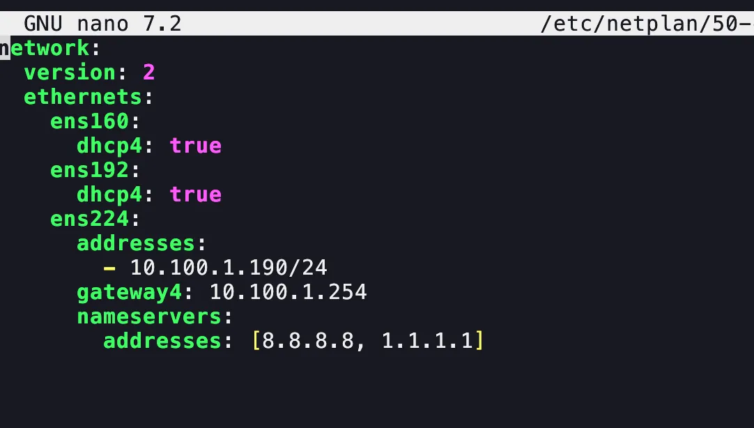 Netplan network configuration