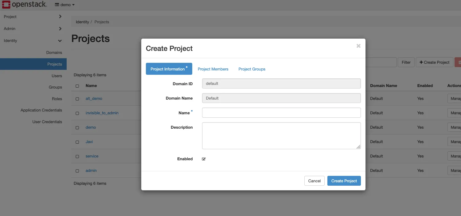 Create OpenStack Project