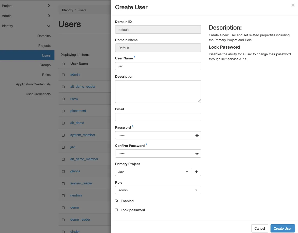 Create OpenStack Project