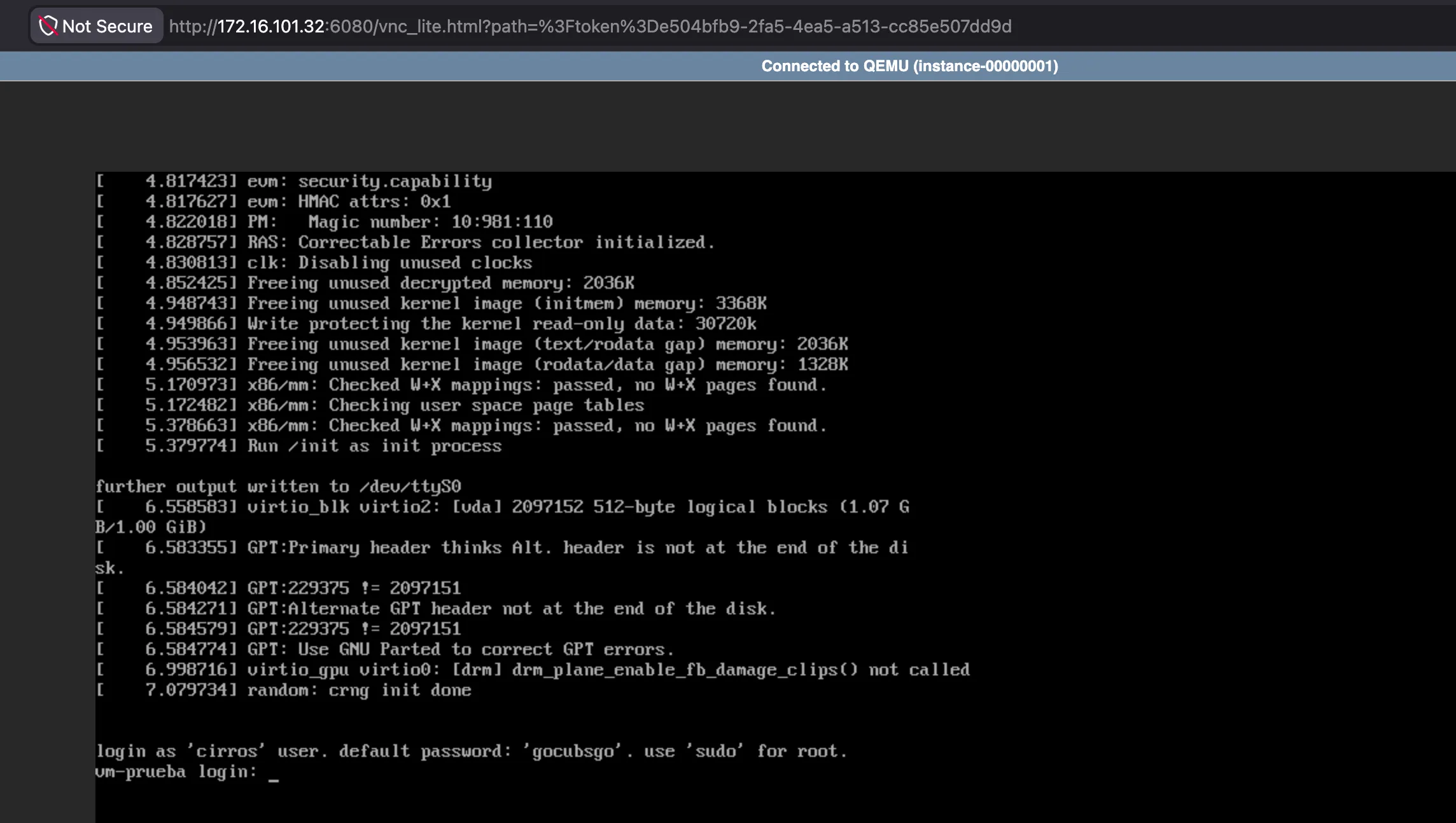 VNC Console Output Part 2
