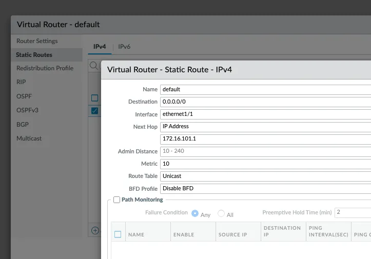 Static Routes Configuration