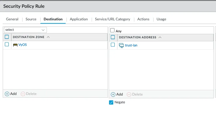Security Policy Configuration