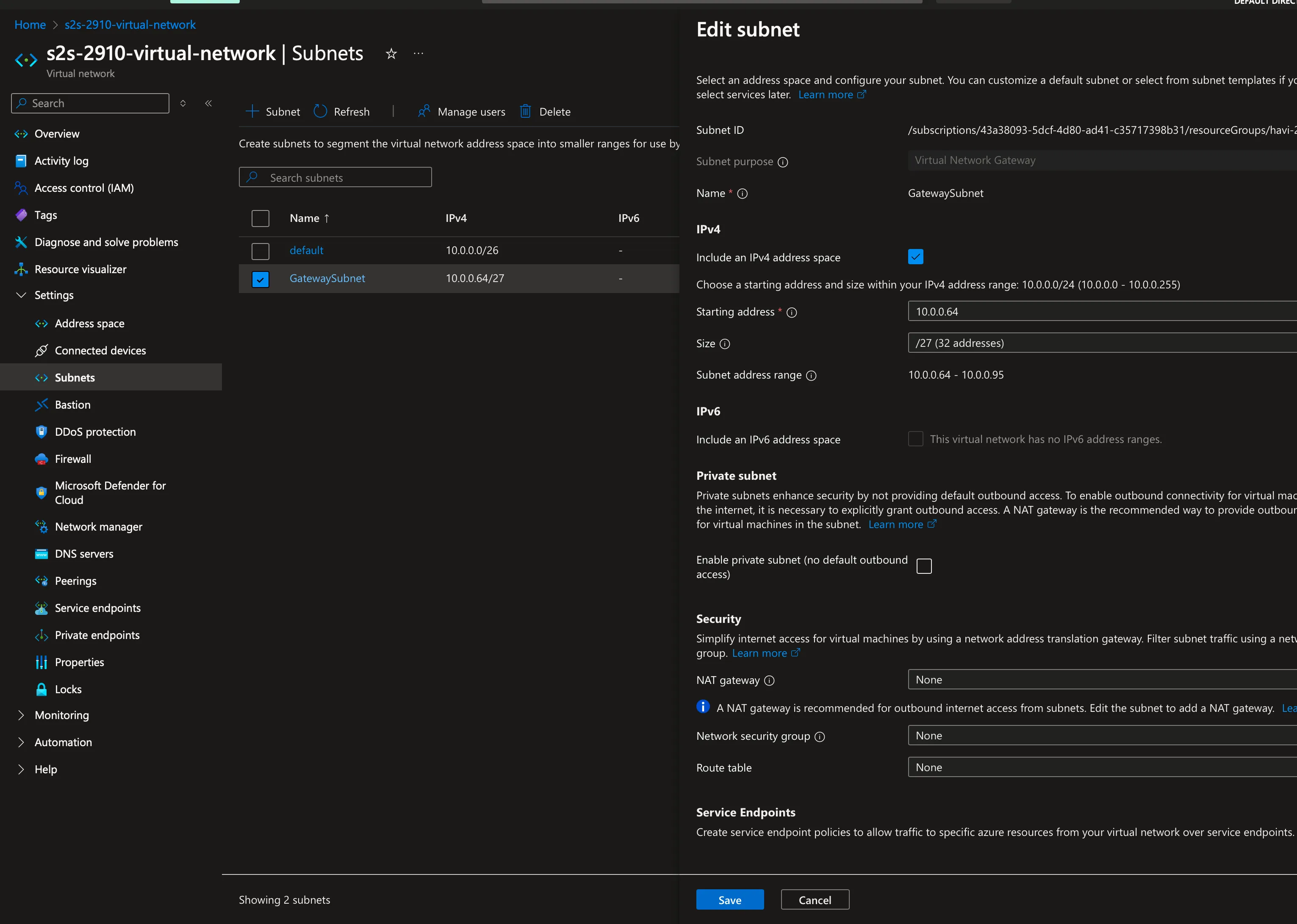 Virtual Network Creation