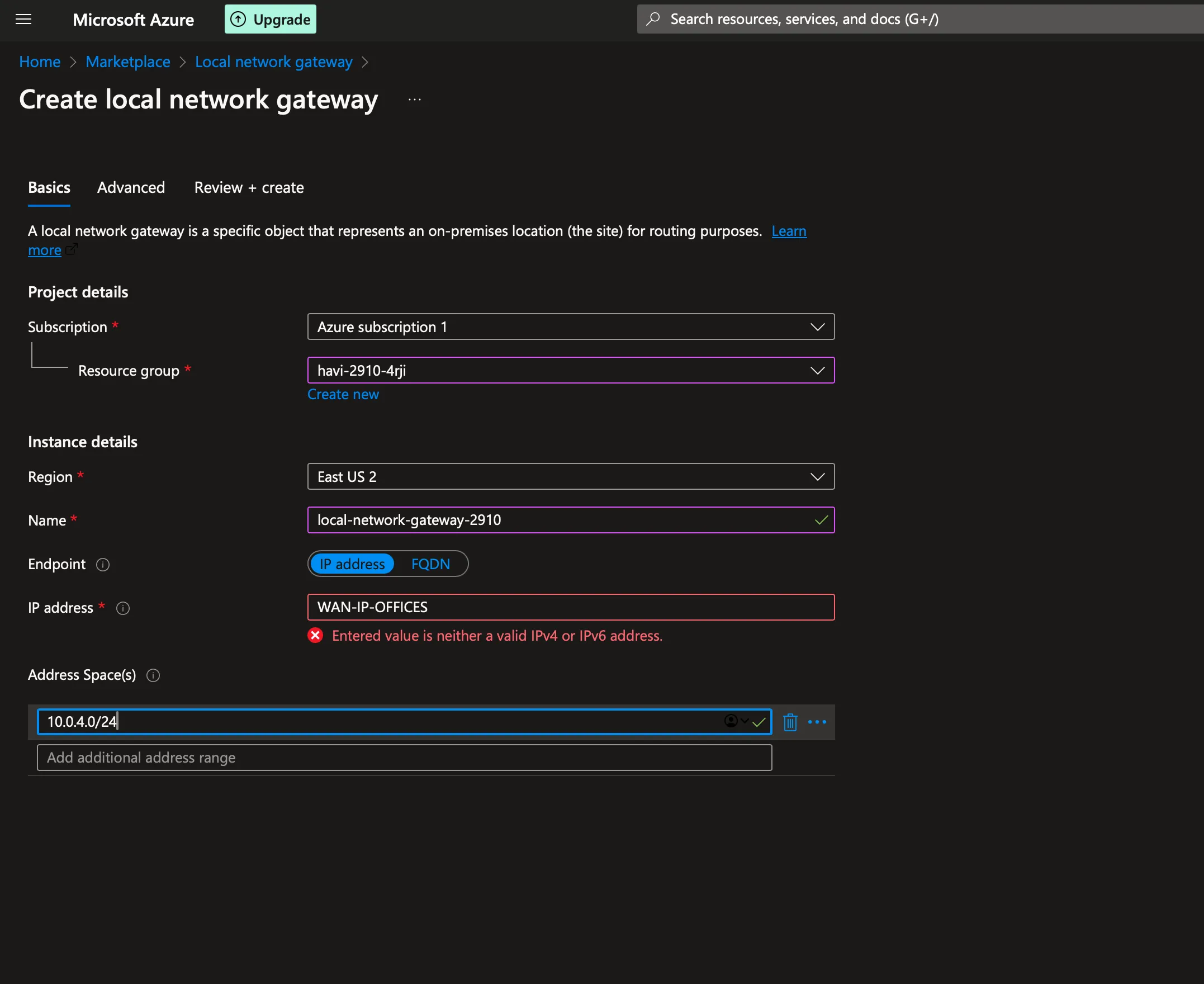 Local Network Gateway