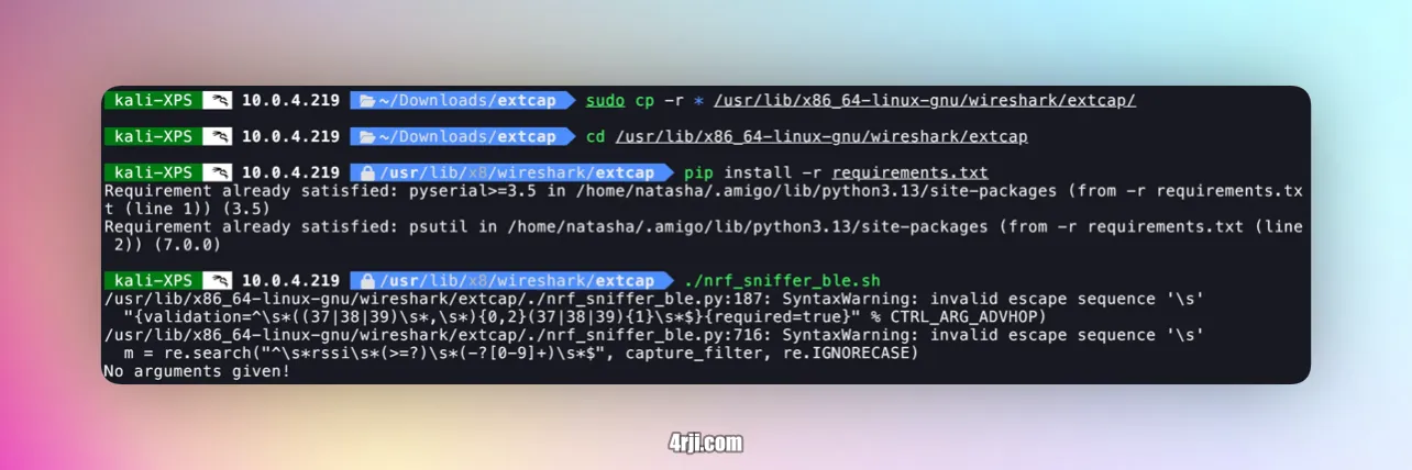 Kali Linux Wireshark interface
