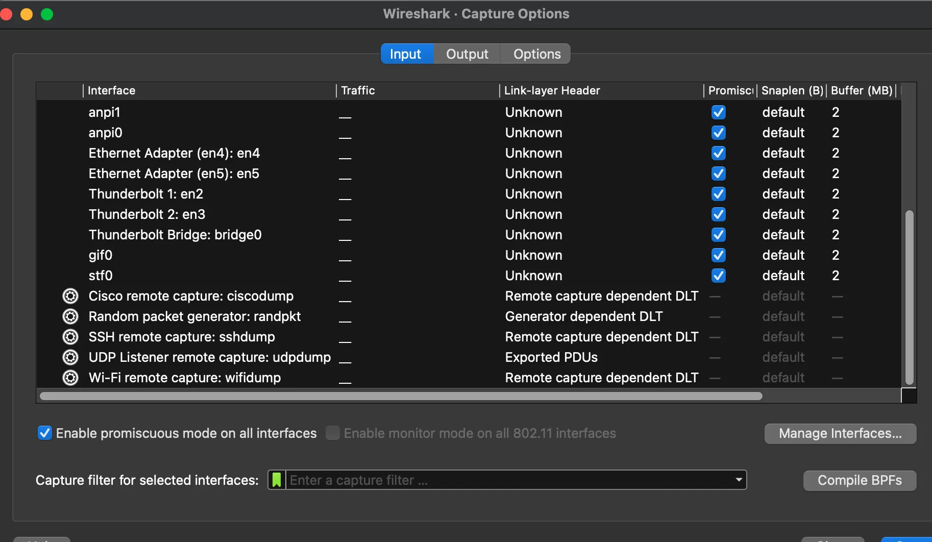Wireshark Interface Missing