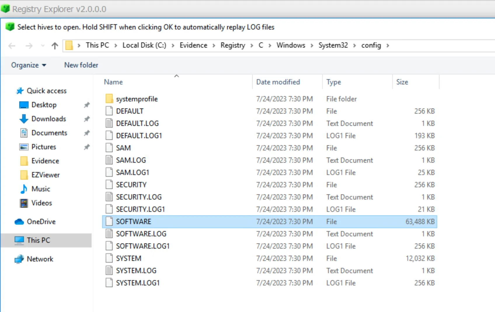 Load hive in Registry Explorer