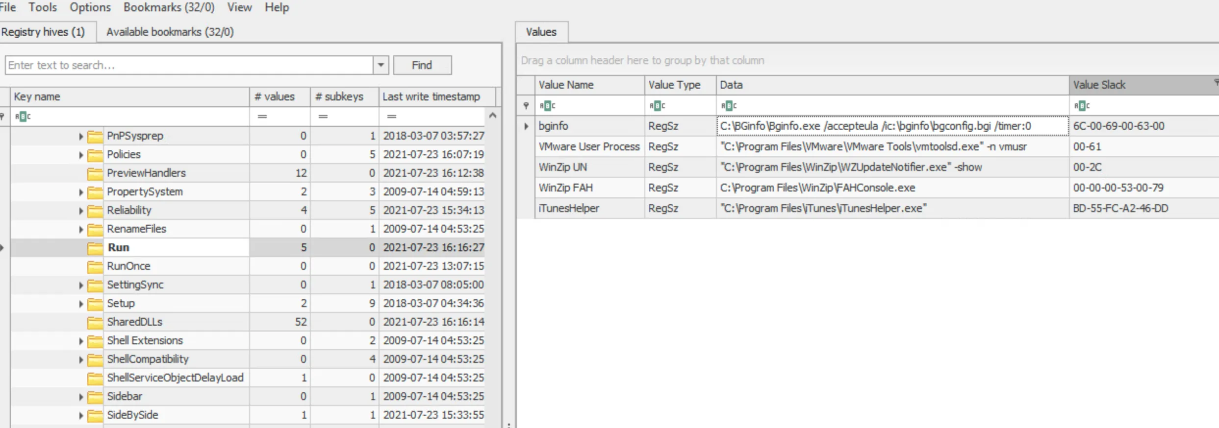 Inspect Windows Run Keys