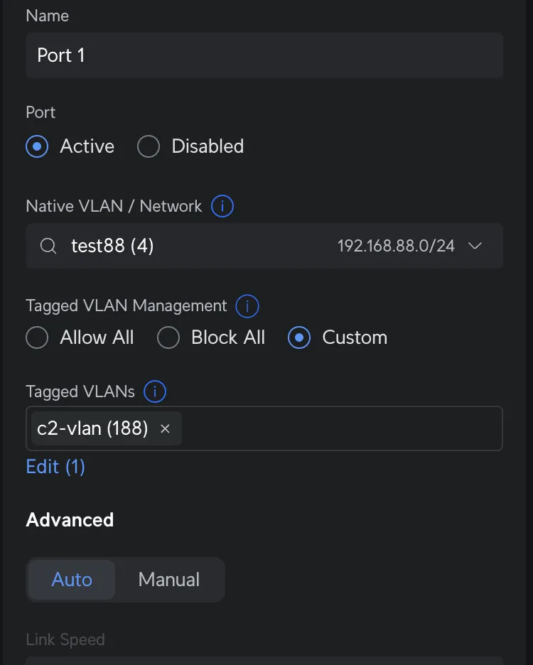 Allow VLAN on Switch Port