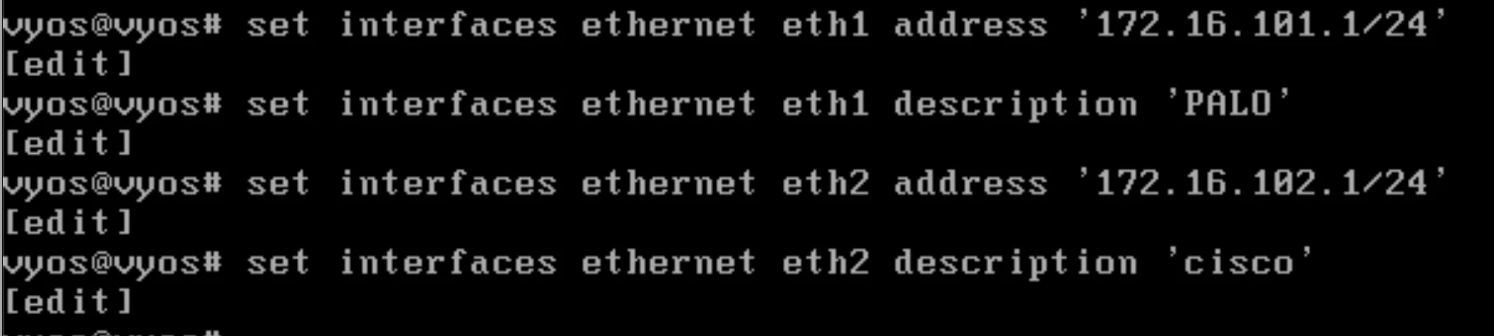 VyOS interface configuration example