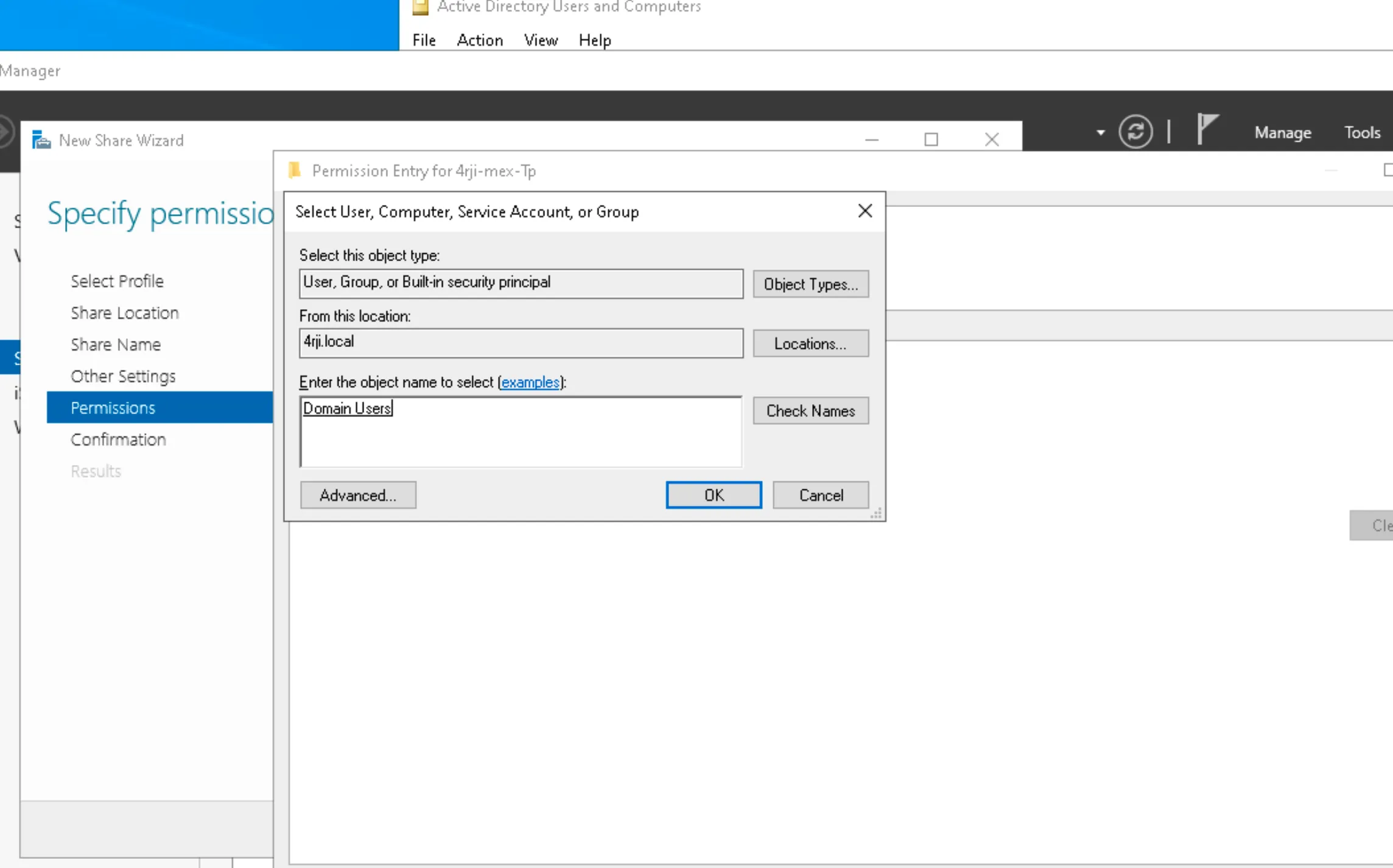 Share Permissions Configuration